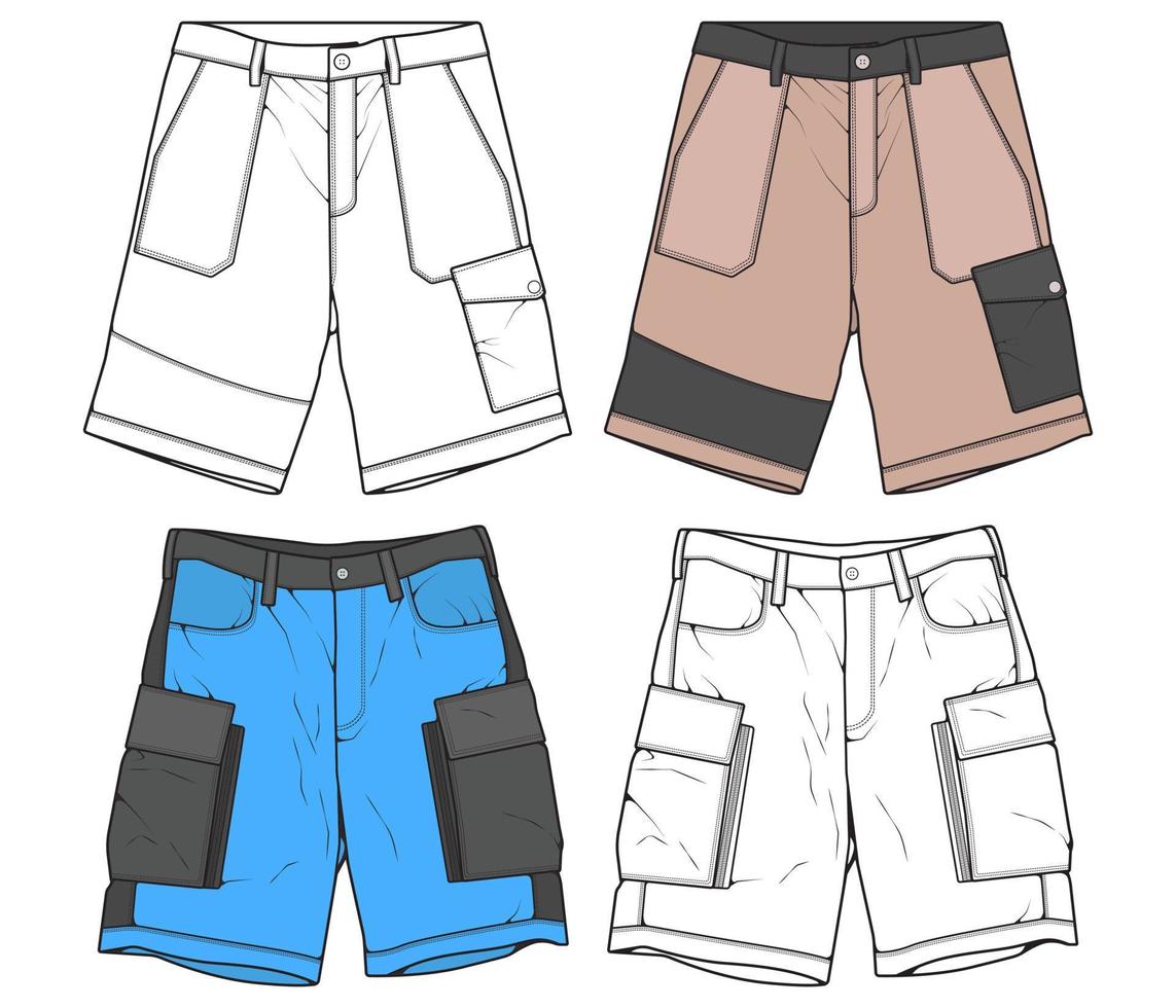 short pants drawing vector, short pants in a sketch style, trainers template, vector Illustration.