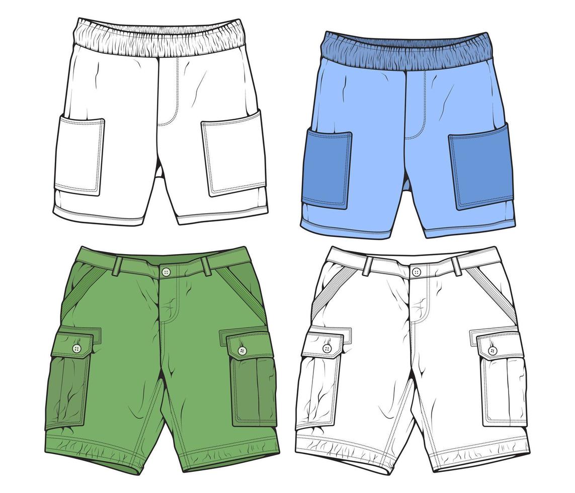 short pants drawing vector, short pants in a sketch style, trainers template, vector Illustration.