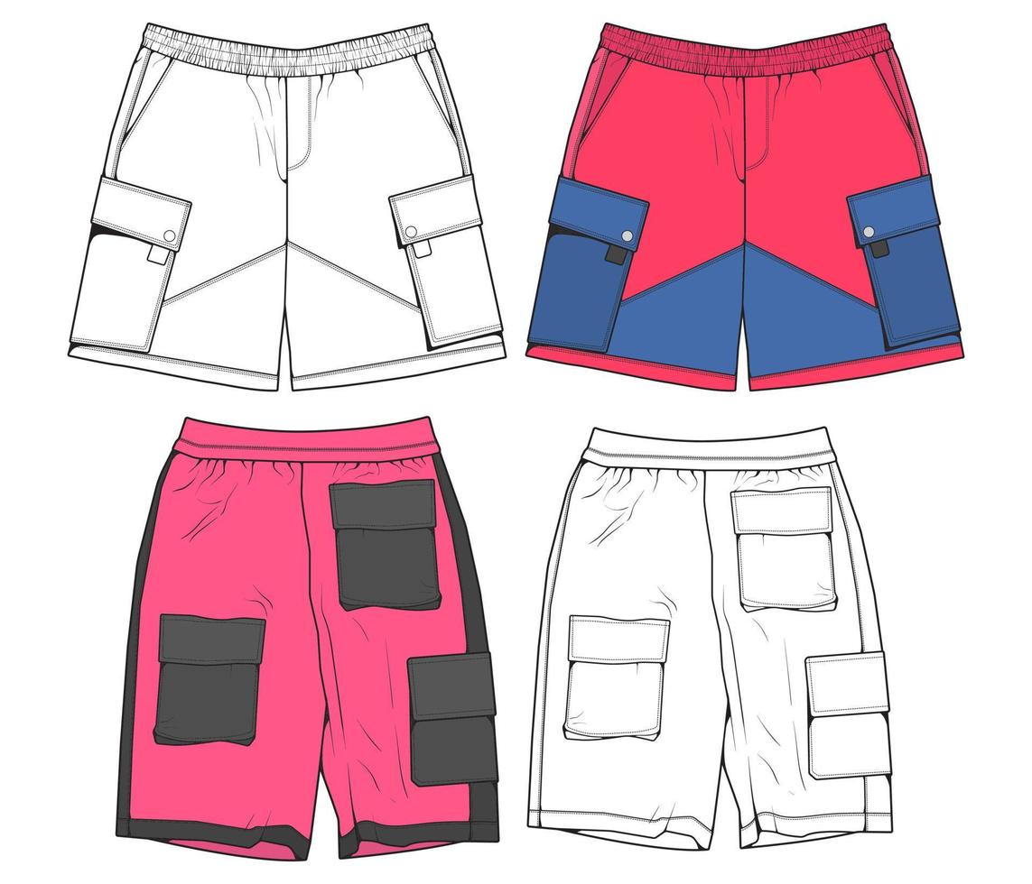 short pants drawing vector, short pants in a sketch style, trainers template, vector Illustration.