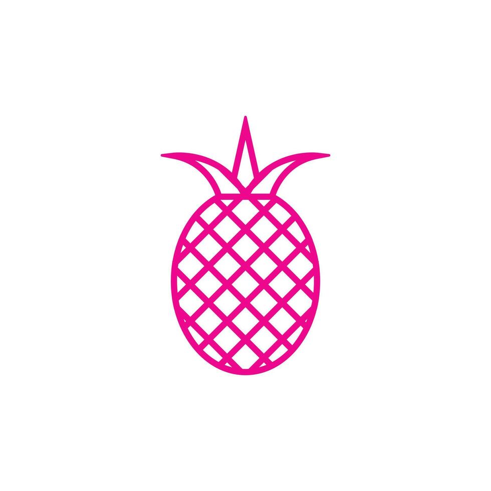 eps10 piña vectorial rosa con icono de arte de línea de hojas aislado en fondo blanco. ananas esboza el símbolo en un estilo moderno y plano simple para el diseño de su sitio web, logotipo y aplicación móvil vector