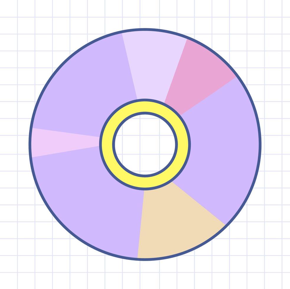 Retrowave CD disk y2k. CD disk on grid background vector