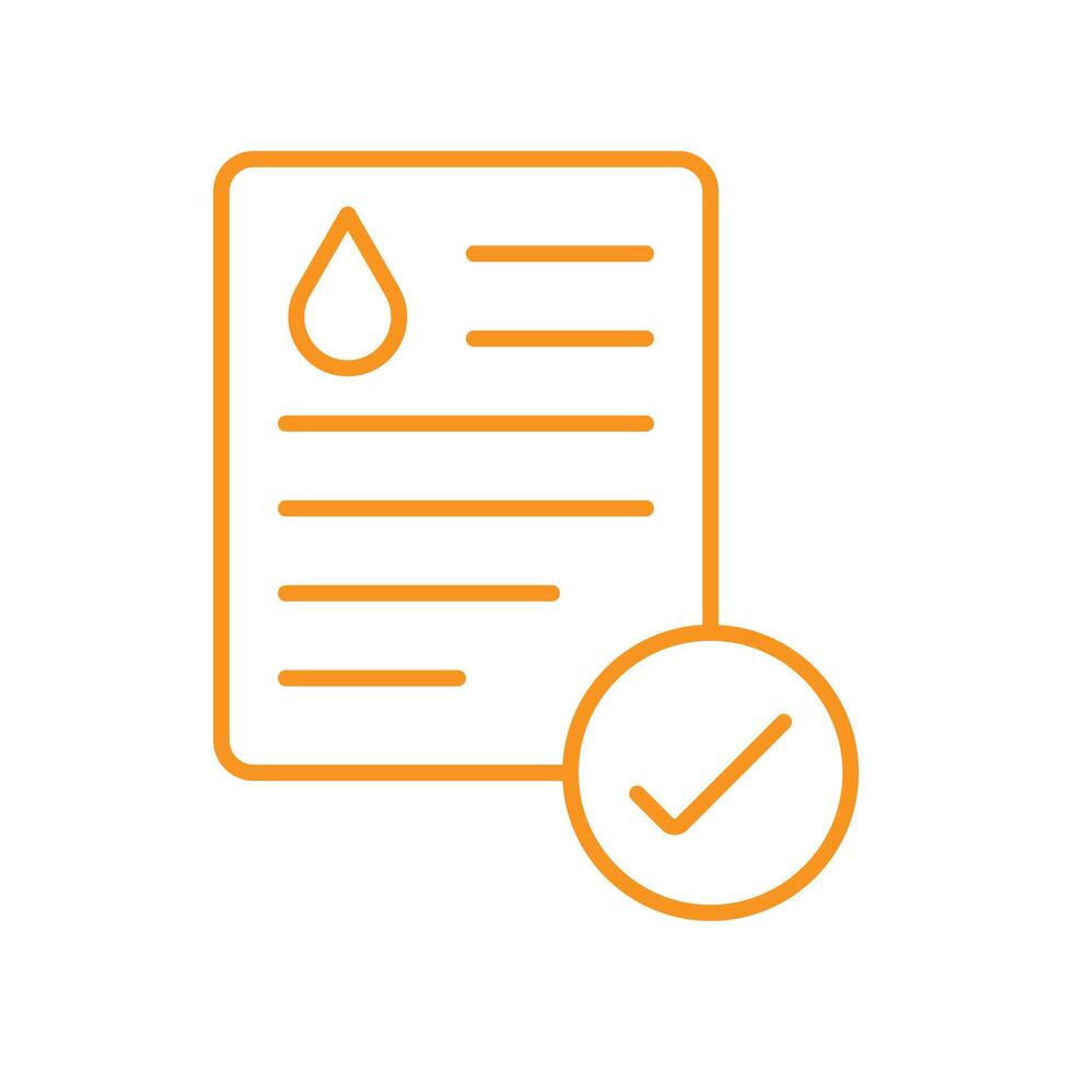 eps10 icono de arte de línea de resultado de análisis de sangre de vector naranja aislado sobre fondo blanco. símbolo de esquema de informe de análisis de sangre en un estilo moderno y plano simple para el diseño de su sitio web, logotipo y aplicación móvil