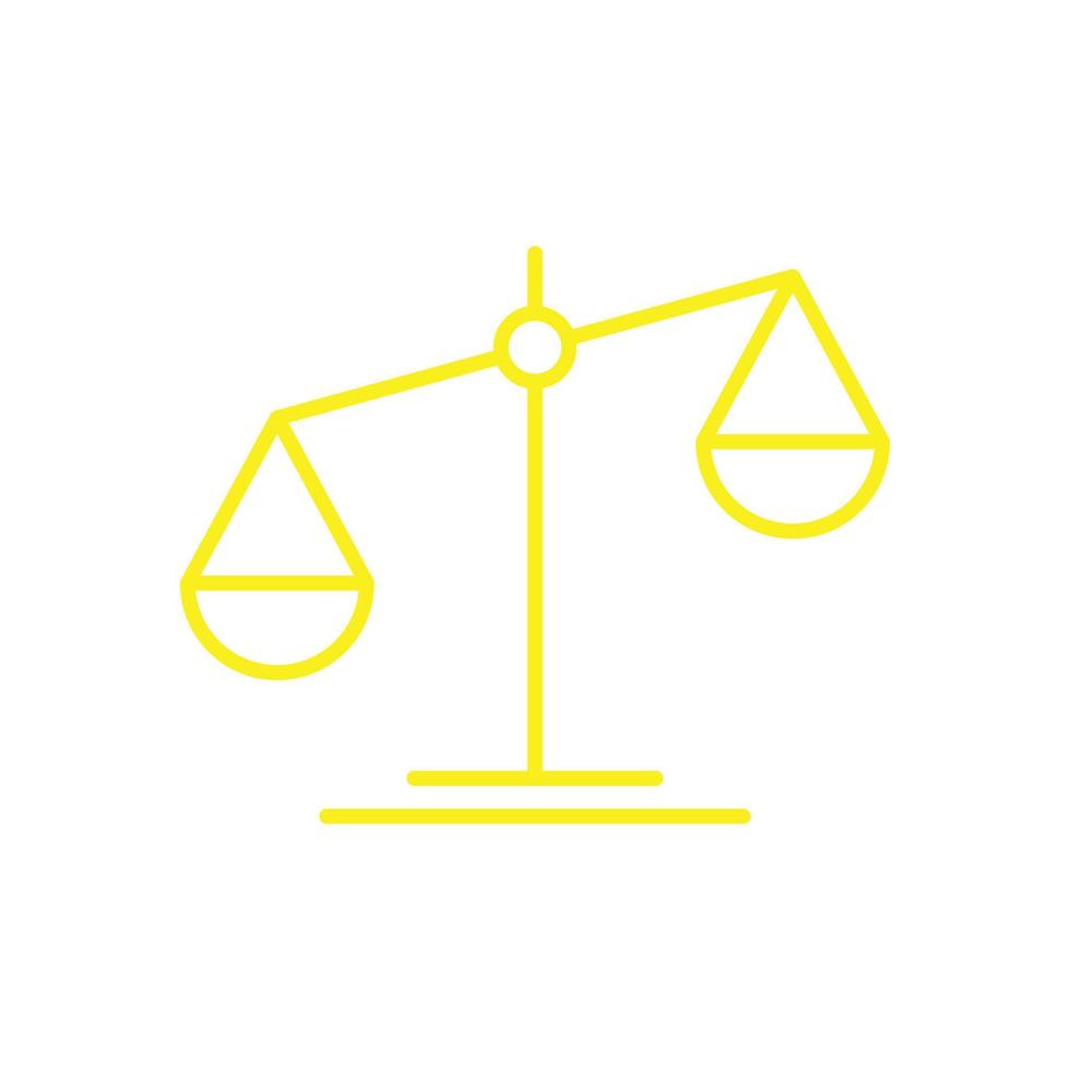 eps10 yellow vector law scale or ethics abstract line art icon isolated on white background. justice outline symbol in a simple flat trendy modern style for your website design, logo, and mobile app