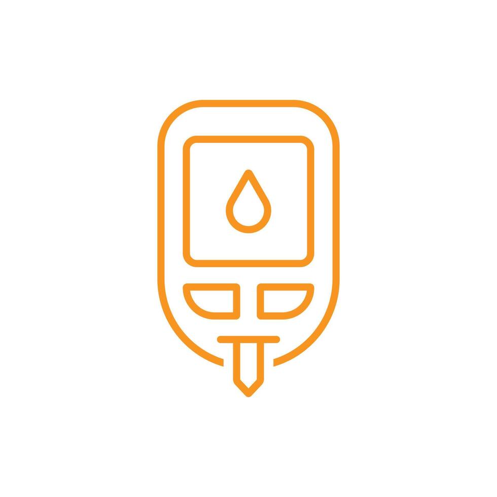 eps10 icono de línea del sistema de control de azúcar en sangre vectorial naranja aislado en fondo blanco. símbolo de esquema de glucómetro en un estilo moderno y plano simple para el diseño de su sitio web, logotipo y aplicación móvil vector