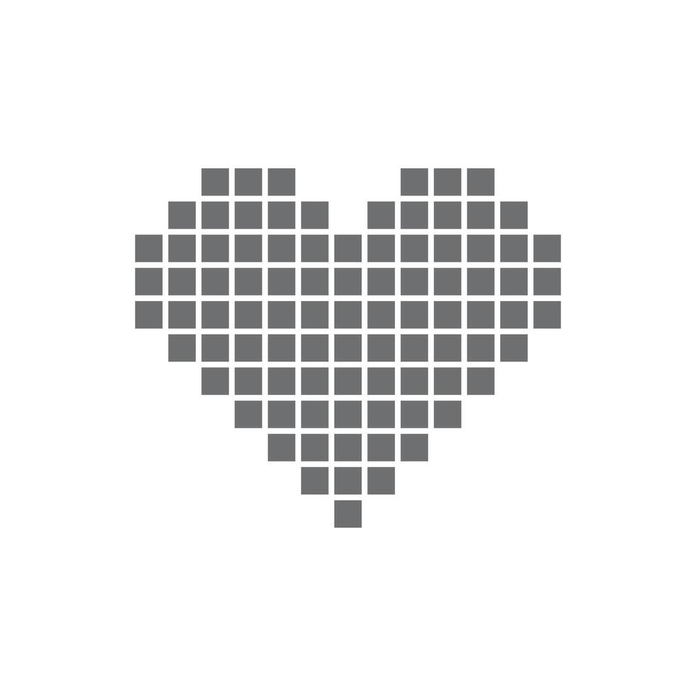 eps10 grey vector pixel art heart abstract solid icon isolated on white background. love symbol in a simple flat trendy modern style for your website design, logo, and mobile application