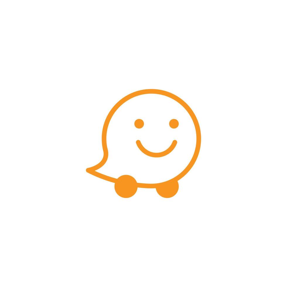 eps10 orange vector smiling Waze abstract line art icon isolated on white background. Location GPS outline symbol in a simple flat trendy modern style for your website design, logo, and mobile app