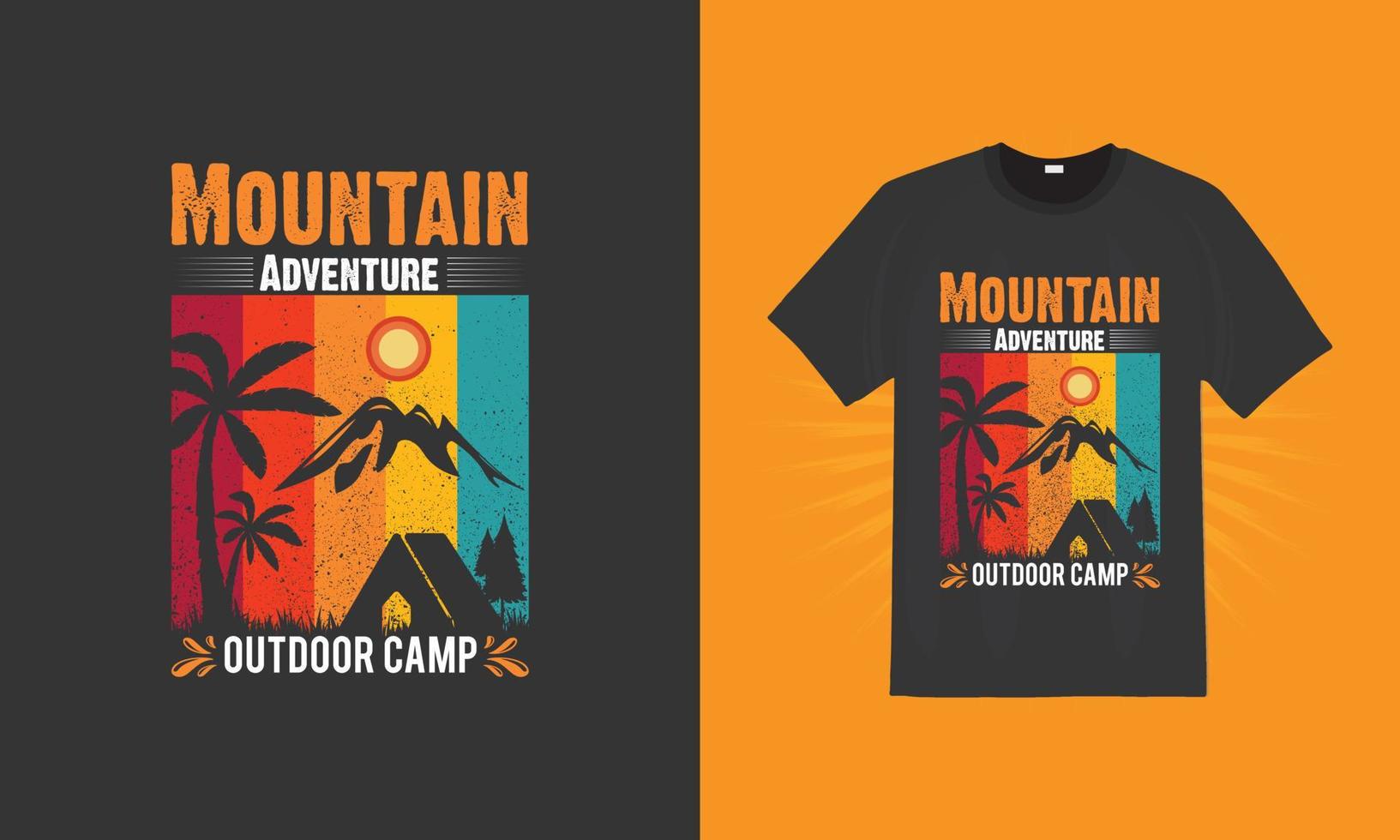 diseño de patrón de camiseta al aire libre de aventura de montaña vector