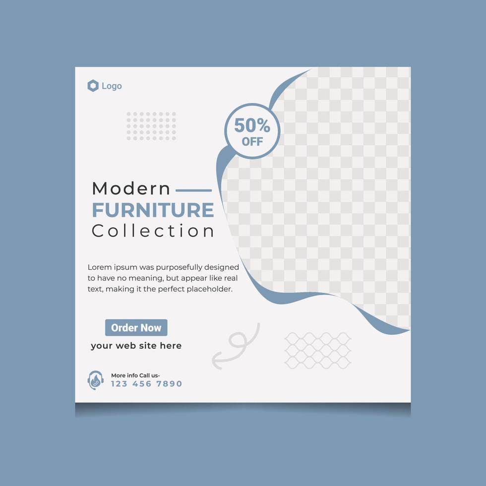 Furniture collection social media post template vector