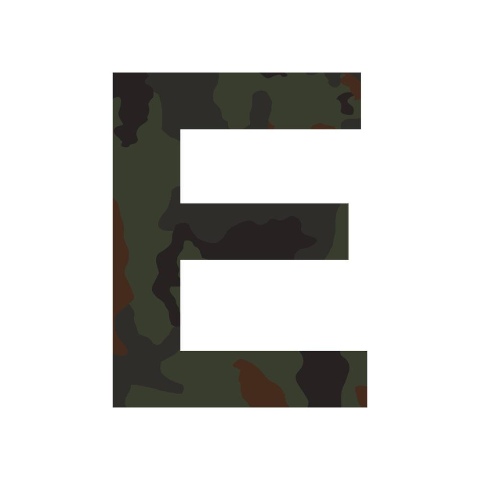 English alphabet letter E, khaki style isolated on white background - Vector