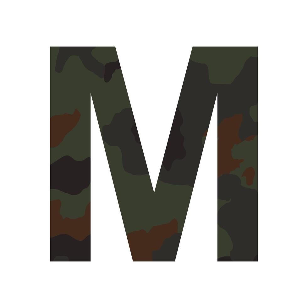 English alphabet letter M, khaki style isolated on white background - Vector