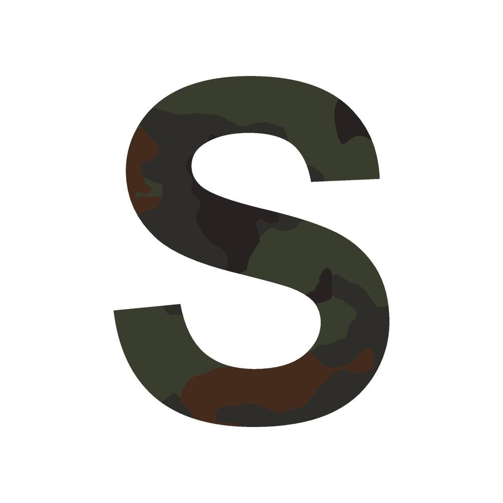 English alphabet letter S, khaki style isolated on white background - Vector