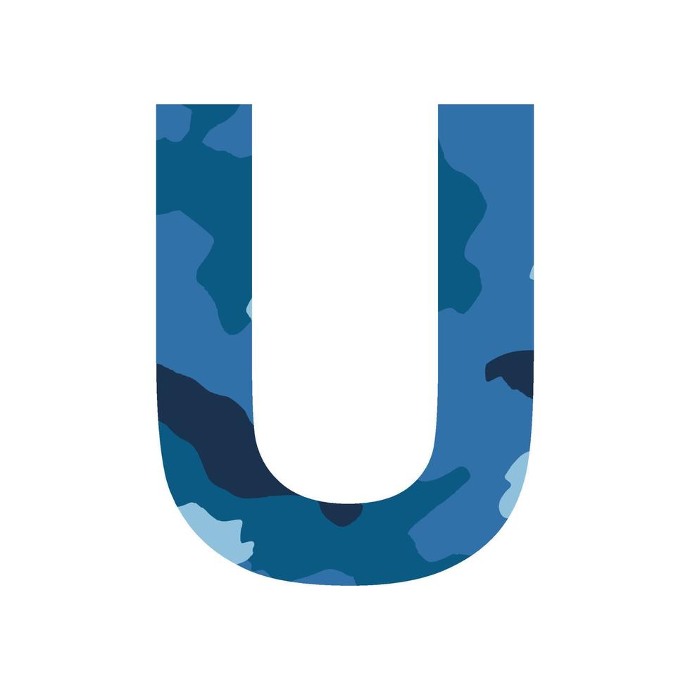 English alphabet letter U, khaki style isolated on white background - Vector