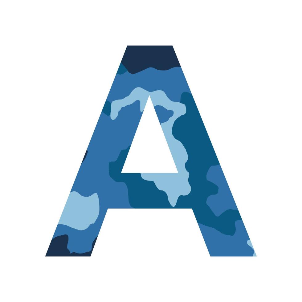 English alphabet letter A, khaki style isolated on white background - Vector