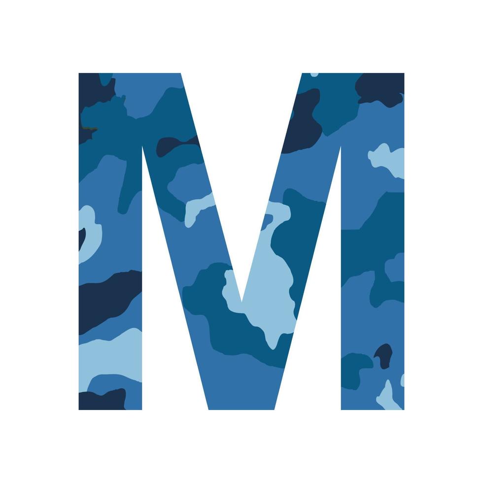 English alphabet letter M, khaki style isolated on white background - Vector