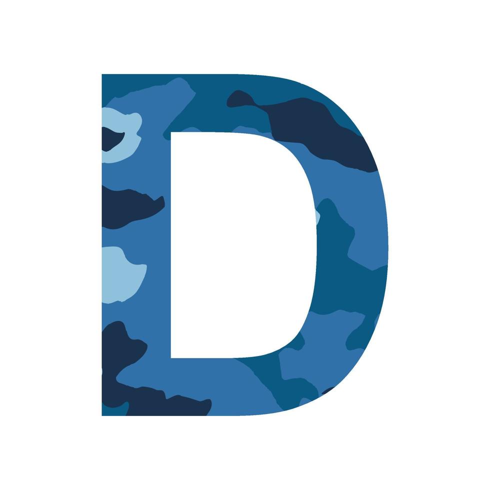 English alphabet letter D, khaki style isolated on white background - Vector