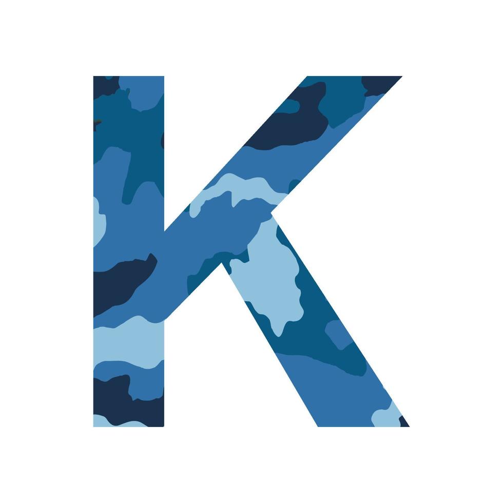 English alphabet letter K, khaki style isolated on white background - Vector