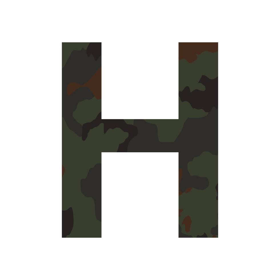 English alphabet letter H, khaki style isolated on white background - Vector
