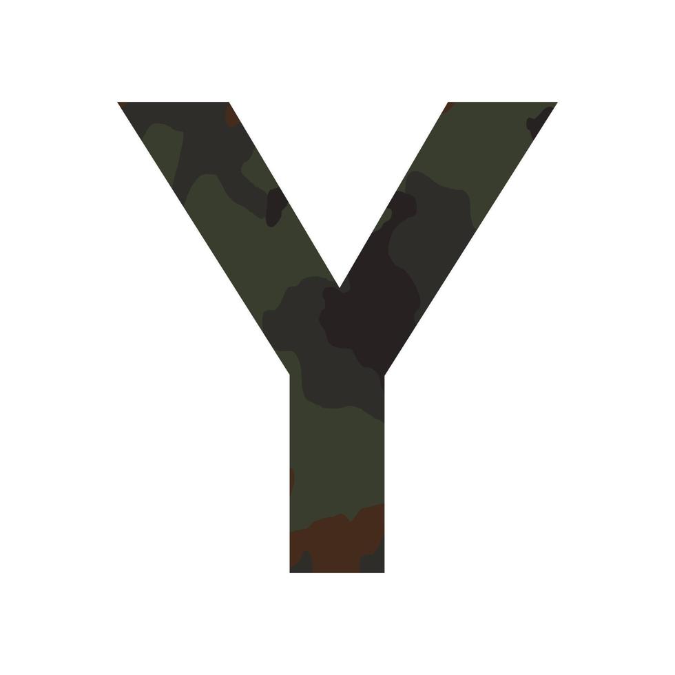 English alphabet letter Y, khaki style isolated on white background - Vector