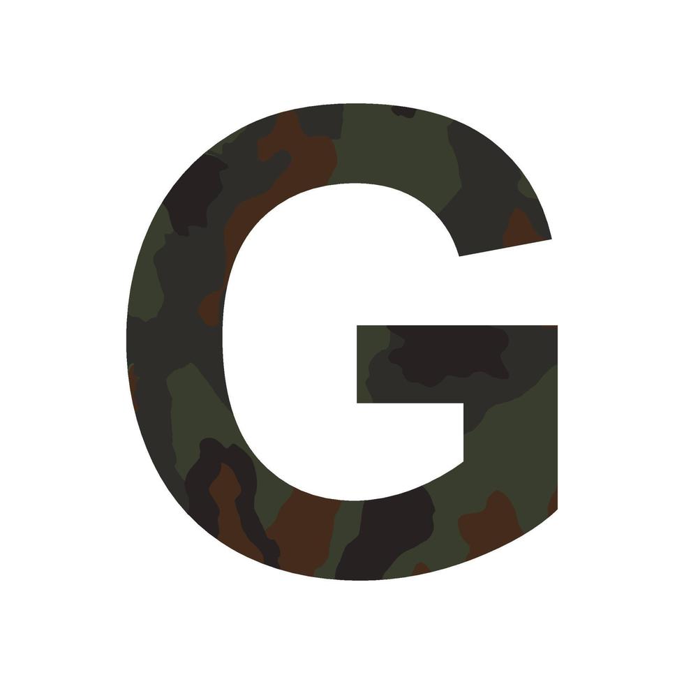 English alphabet letter G, khaki style isolated on white background - Vector
