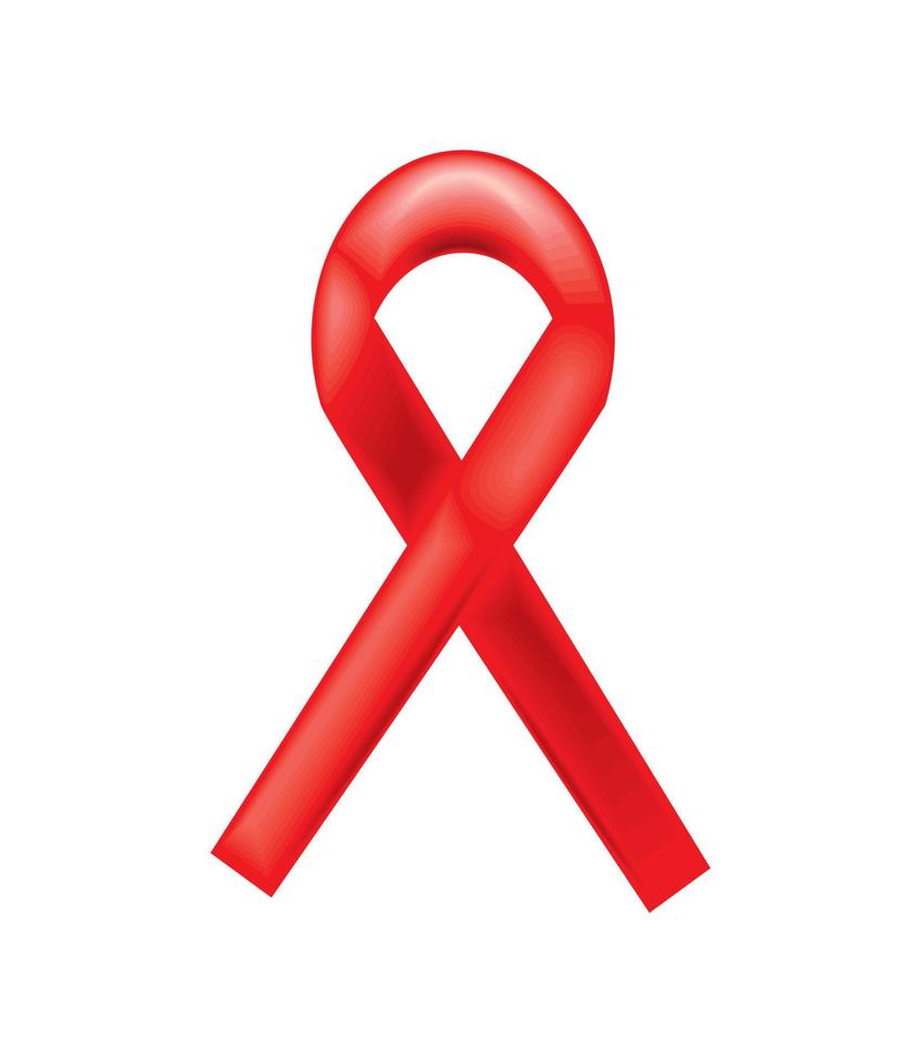 red ribbon AIDS icon vector