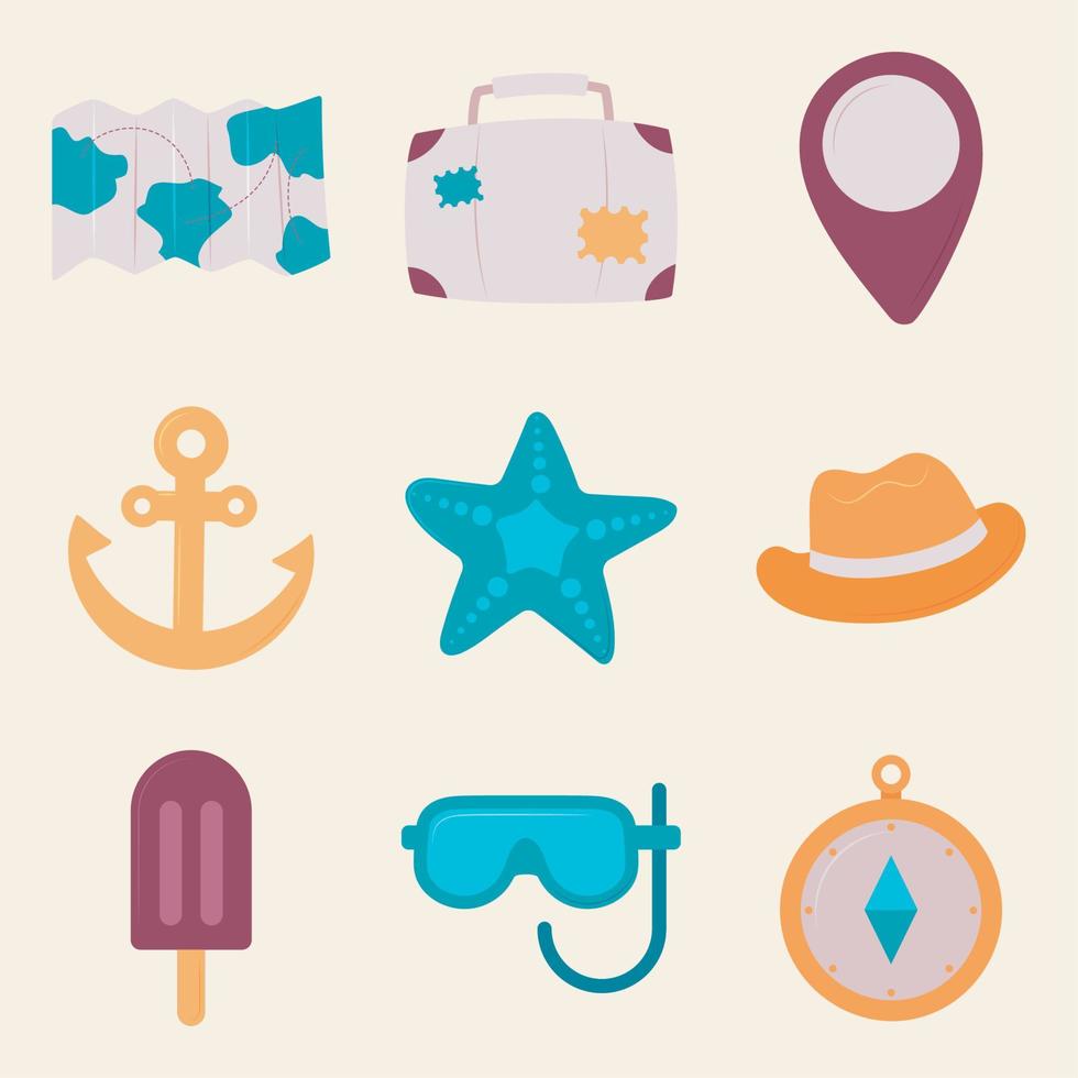 icons set of travel vector