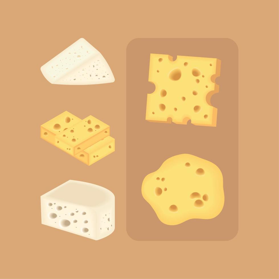 set of realistic cheese vector