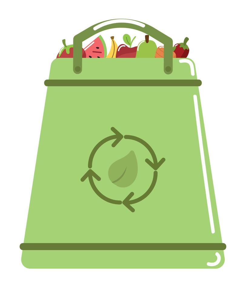 bolsa de supermercado ecológica y comida vector