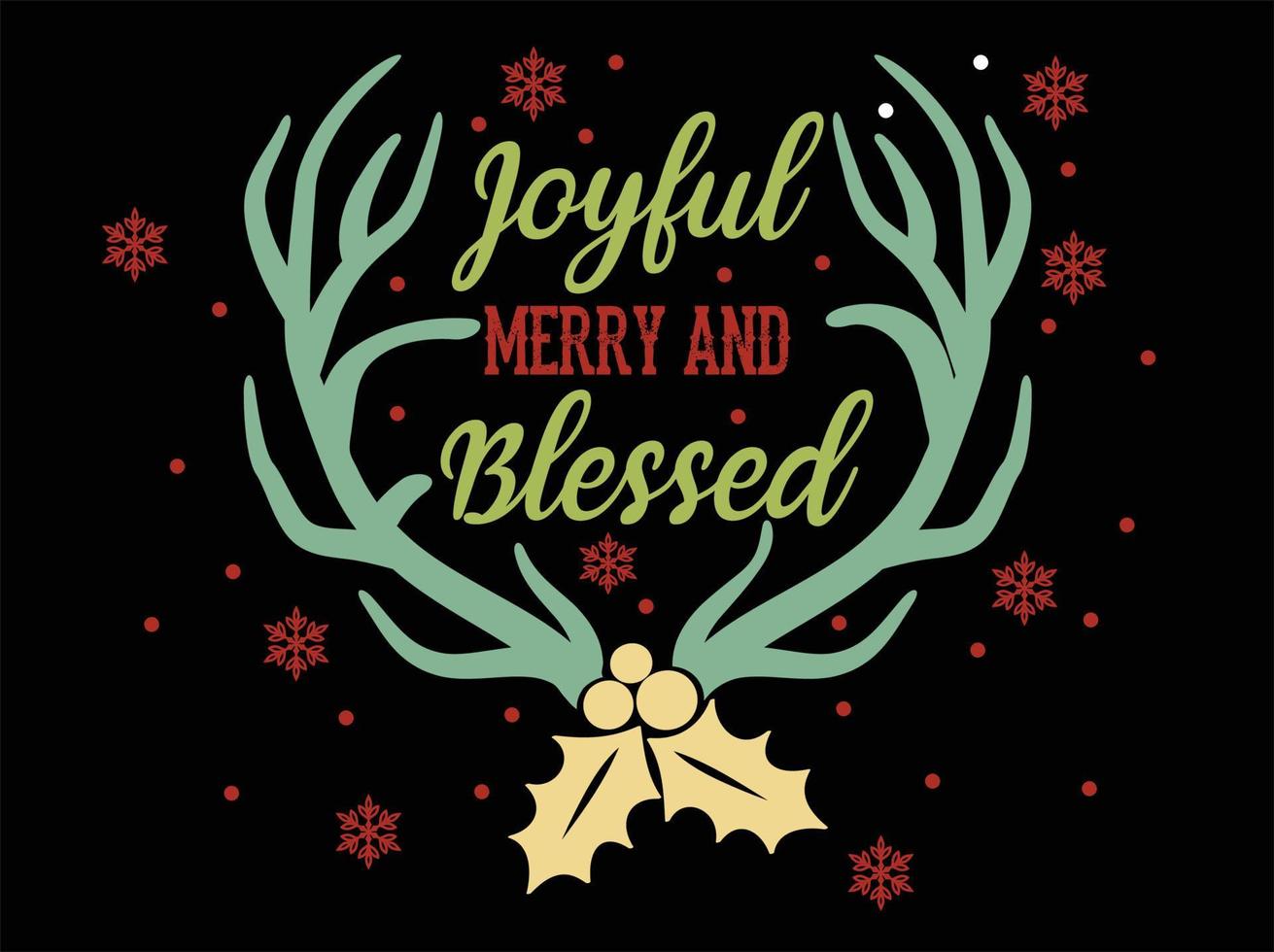 Joyful Merry and Blessed 04 Merry Christmas and Happy Holidays Typography set vector
