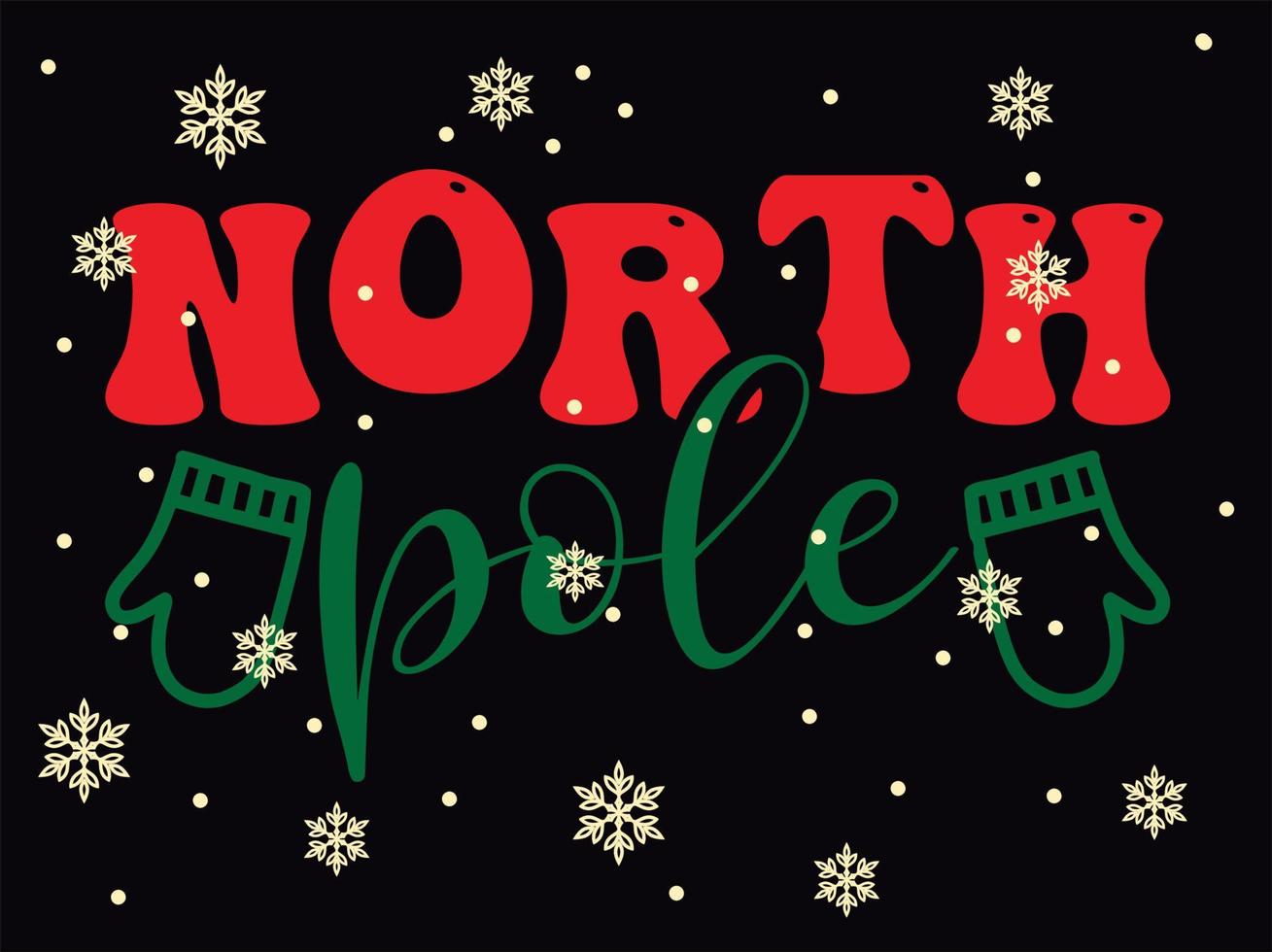 North Pole 01 Merry Christmas and Happy Holidays Typography set vector
