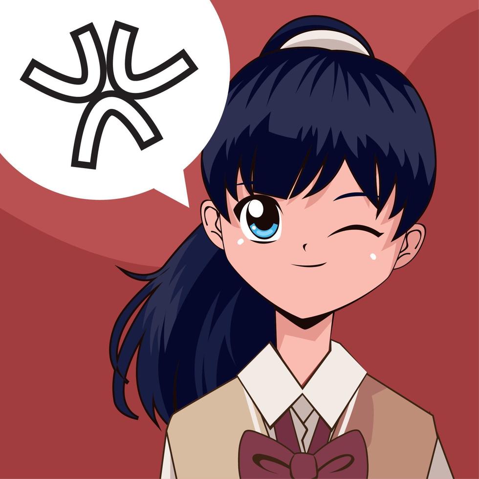 cheerful anime girl vector