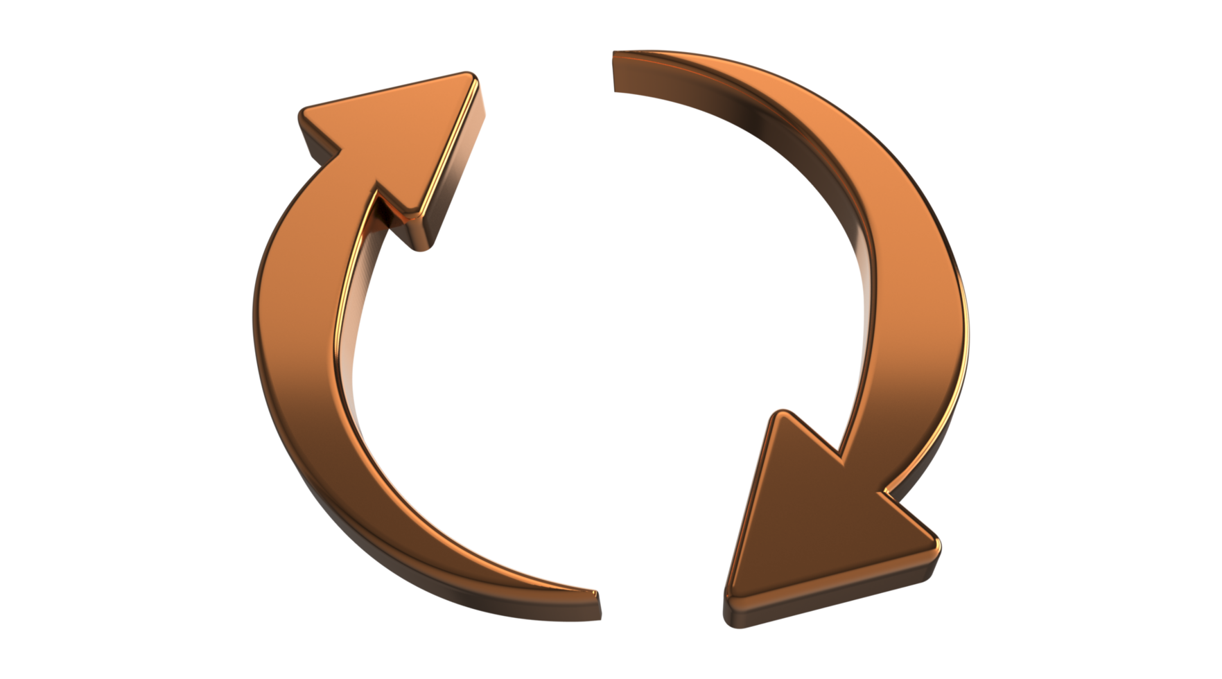 3D Refresh Curve Arrows icon isolated on transparent background, Refresh Curve Arrows transparency logo design png