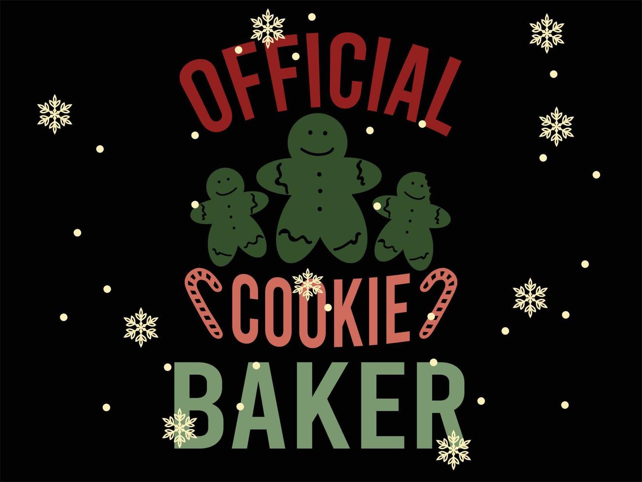 Official Cookie Baker 02 Merry Christmas and Happy Holidays Typography set vector