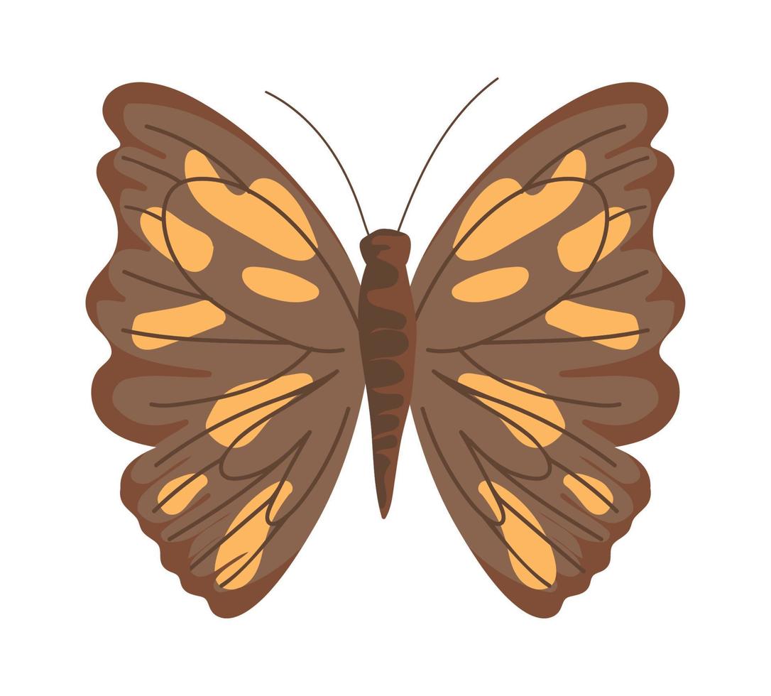 mariposa marrón plana vector