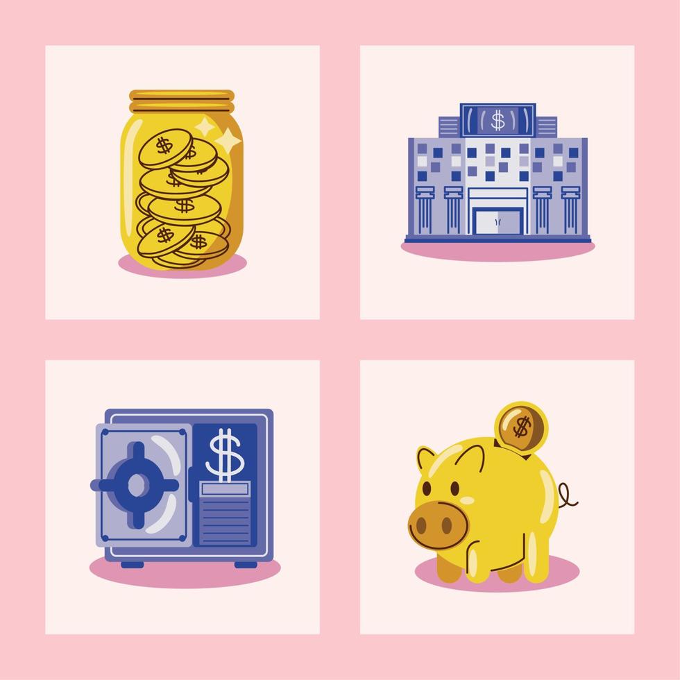 set of saving money vector