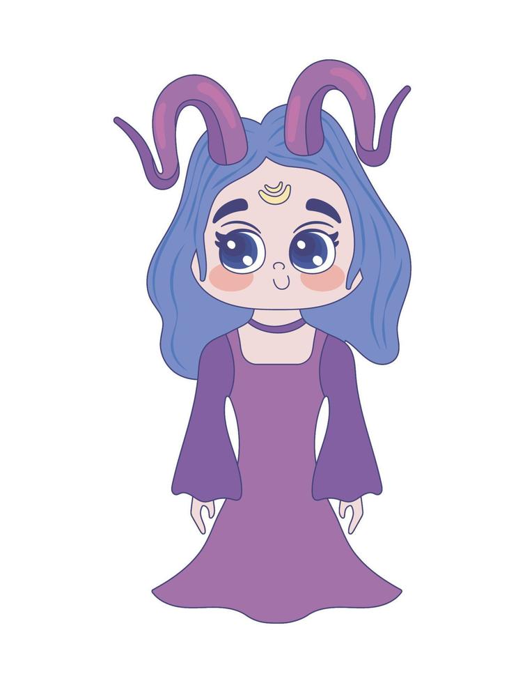 halloween witch with horns vector