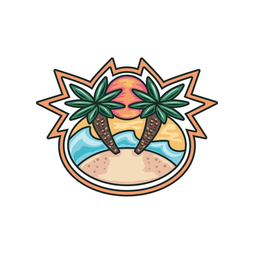 beach adventure badge vector