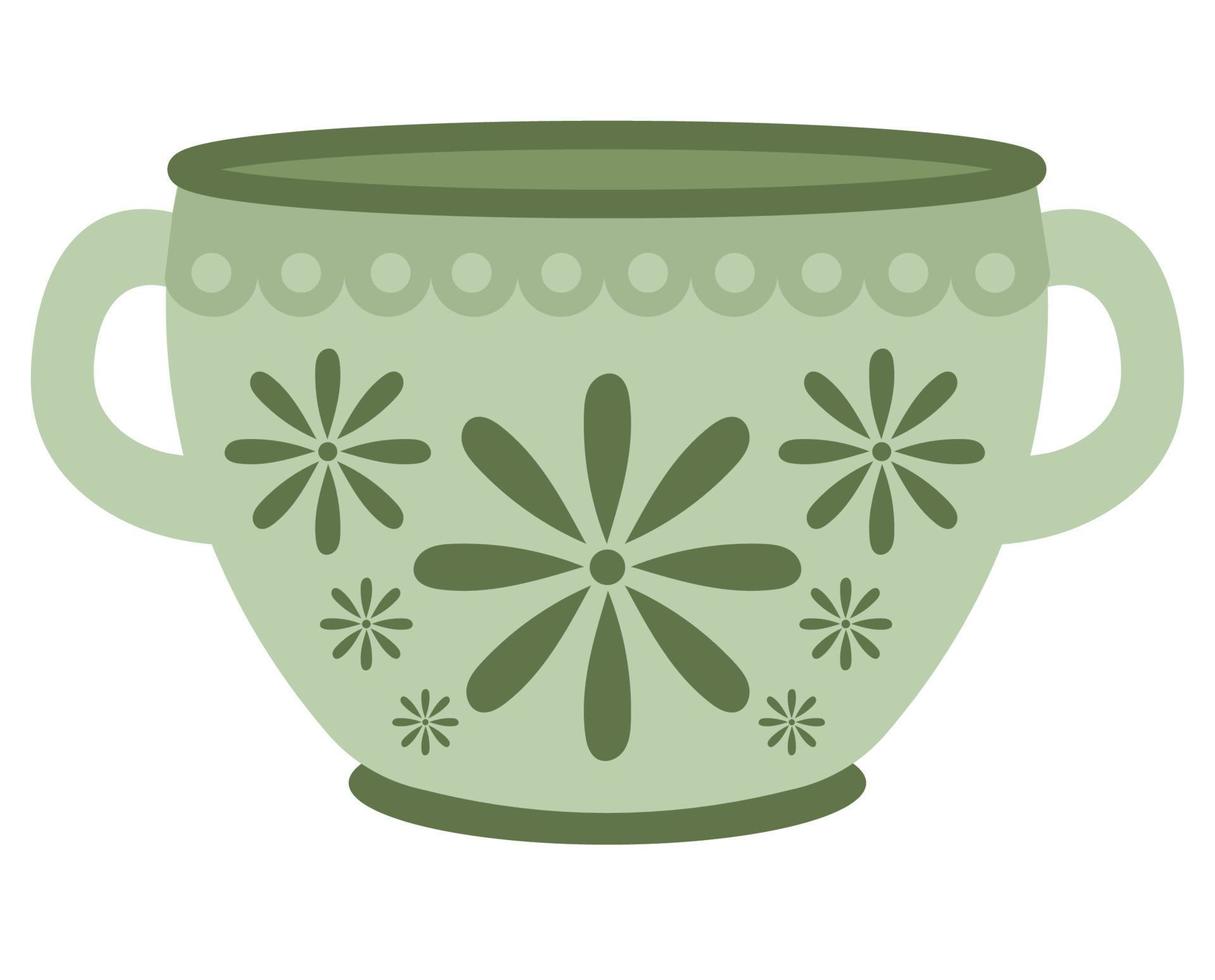 jarrón de cerámica verde vector