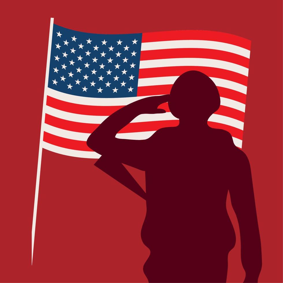 soldier saluting flag american vector