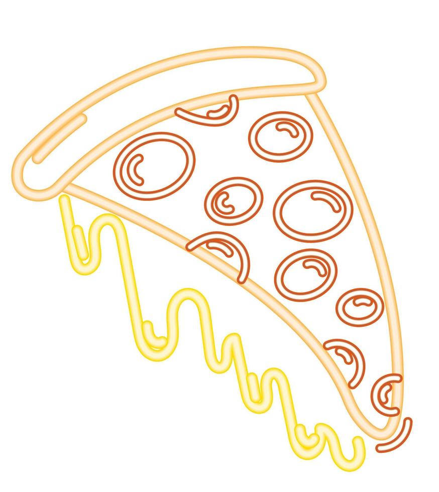 neon slice pizza vector