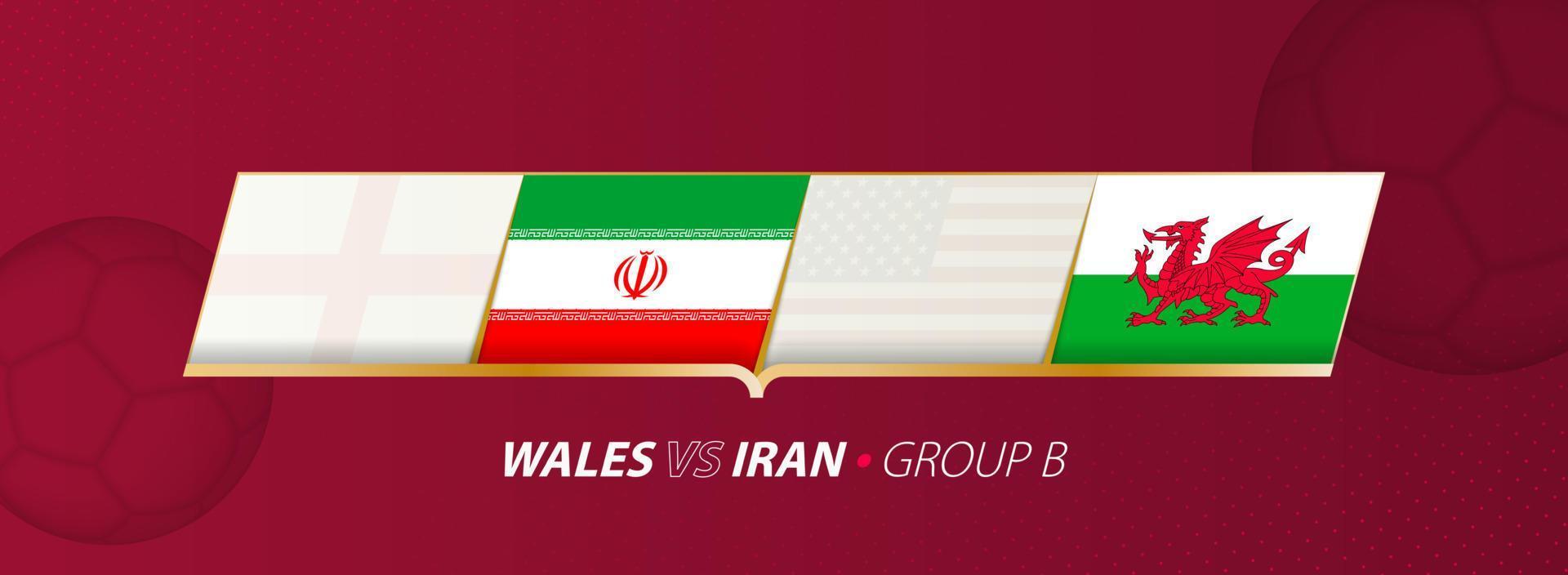 Wales - Iran football match illustration in group A. vector