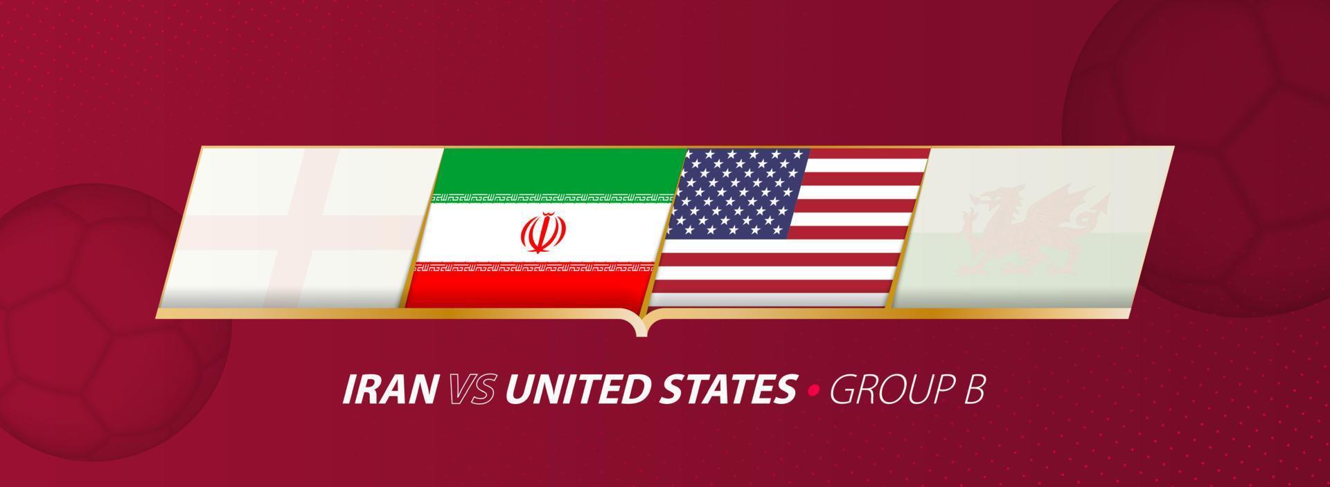 Iran - United States football match illustration in group A. vector