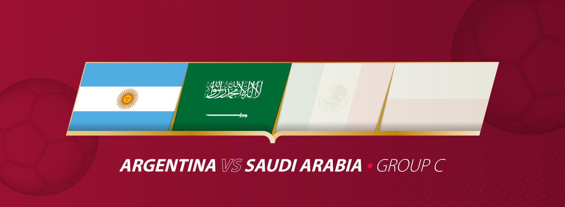 argentina - ilustración de partido de fútbol de arabia saudita en el grupo a. vector