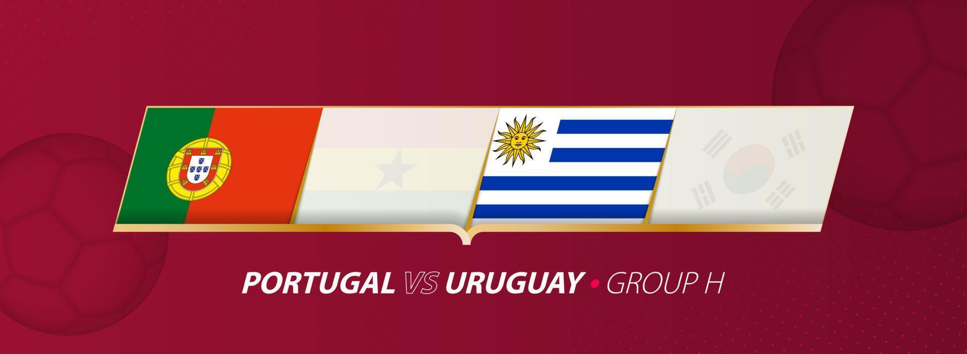 ilustración del partido de fútbol portugal - uruguay en el grupo a. vector