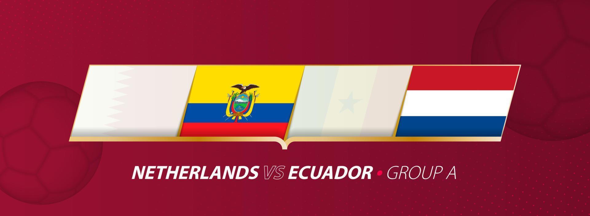 Netherlands - Ecuador football match illustration in group A. vector
