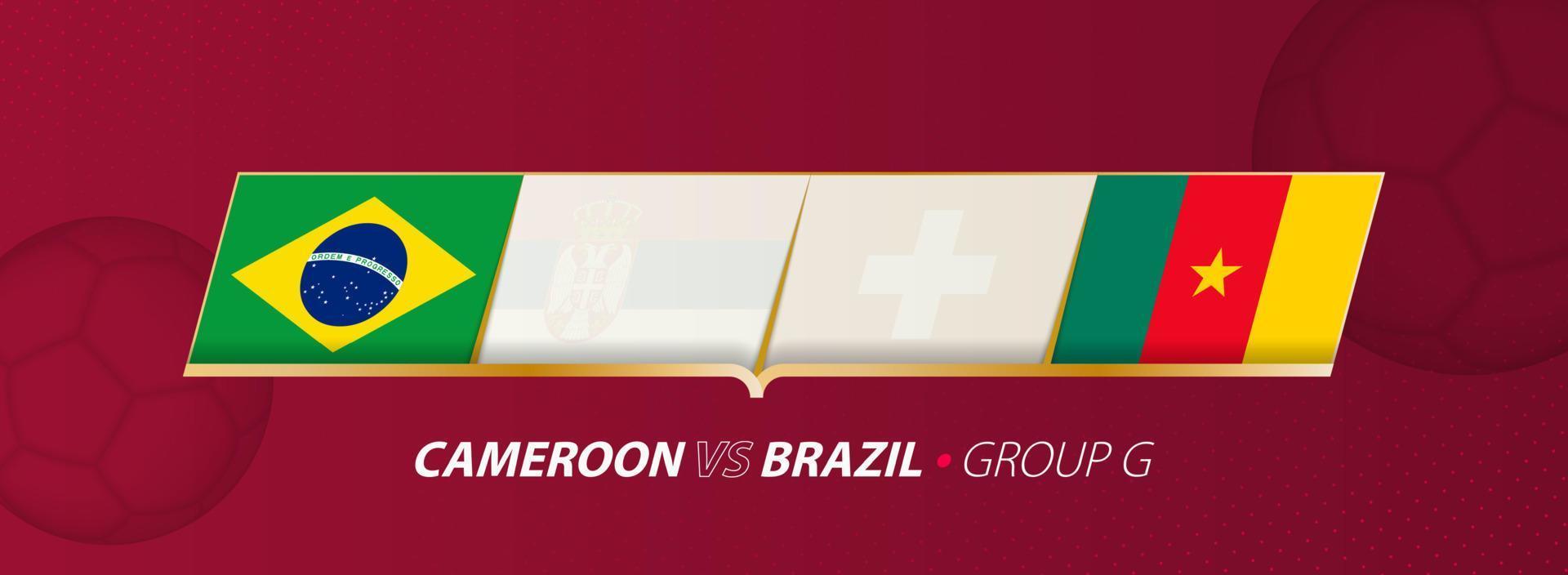 Cameroon - Brazil football match illustration in group A. vector