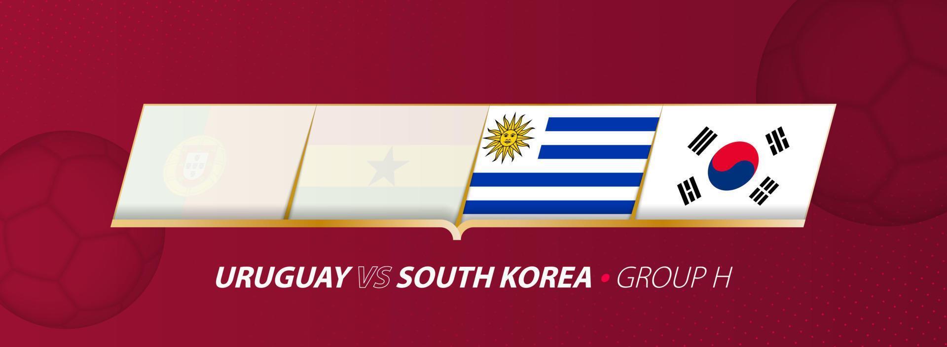 Uruguay - South Korea football match illustration in group A. vector