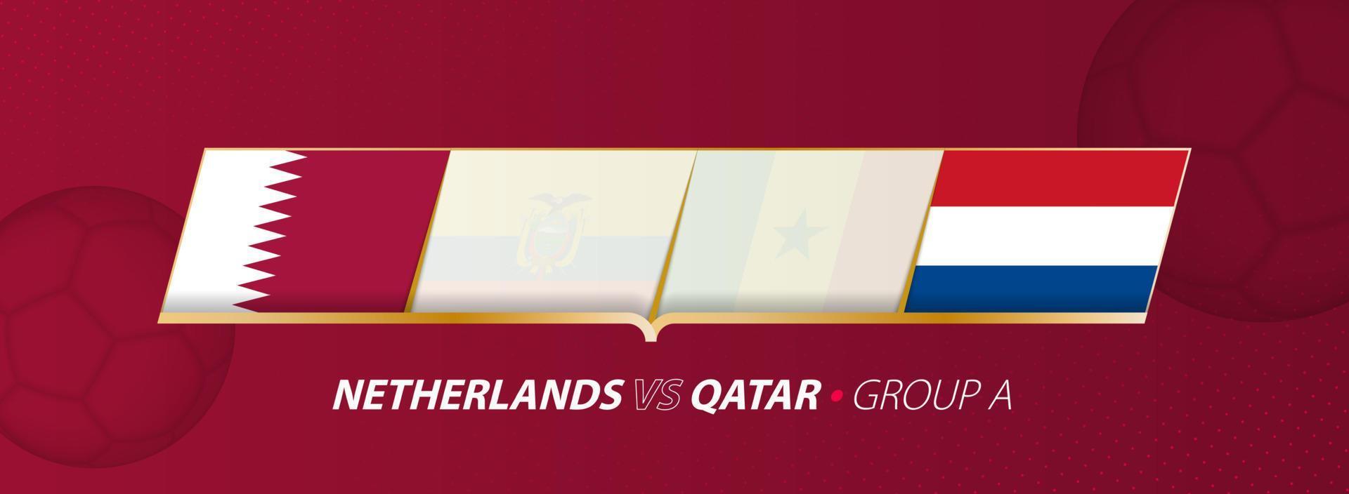 Netherlands - Qatar football match illustration in group A. vector