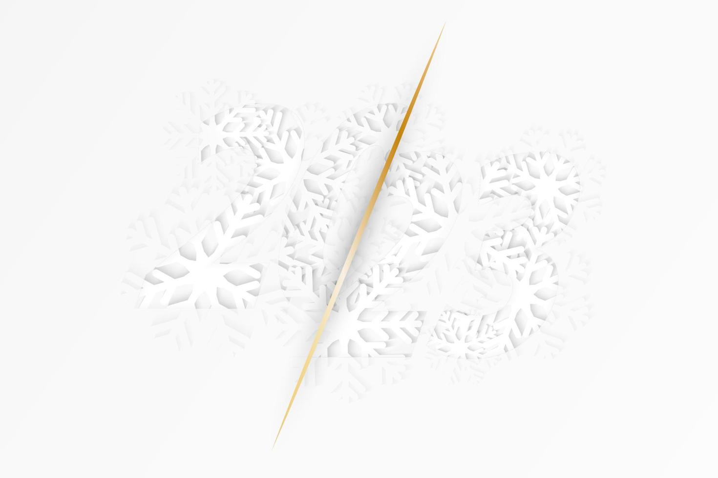 año 2023 diseño abstracto blanco con copos de nieve para el diseño de año nuevo. vector