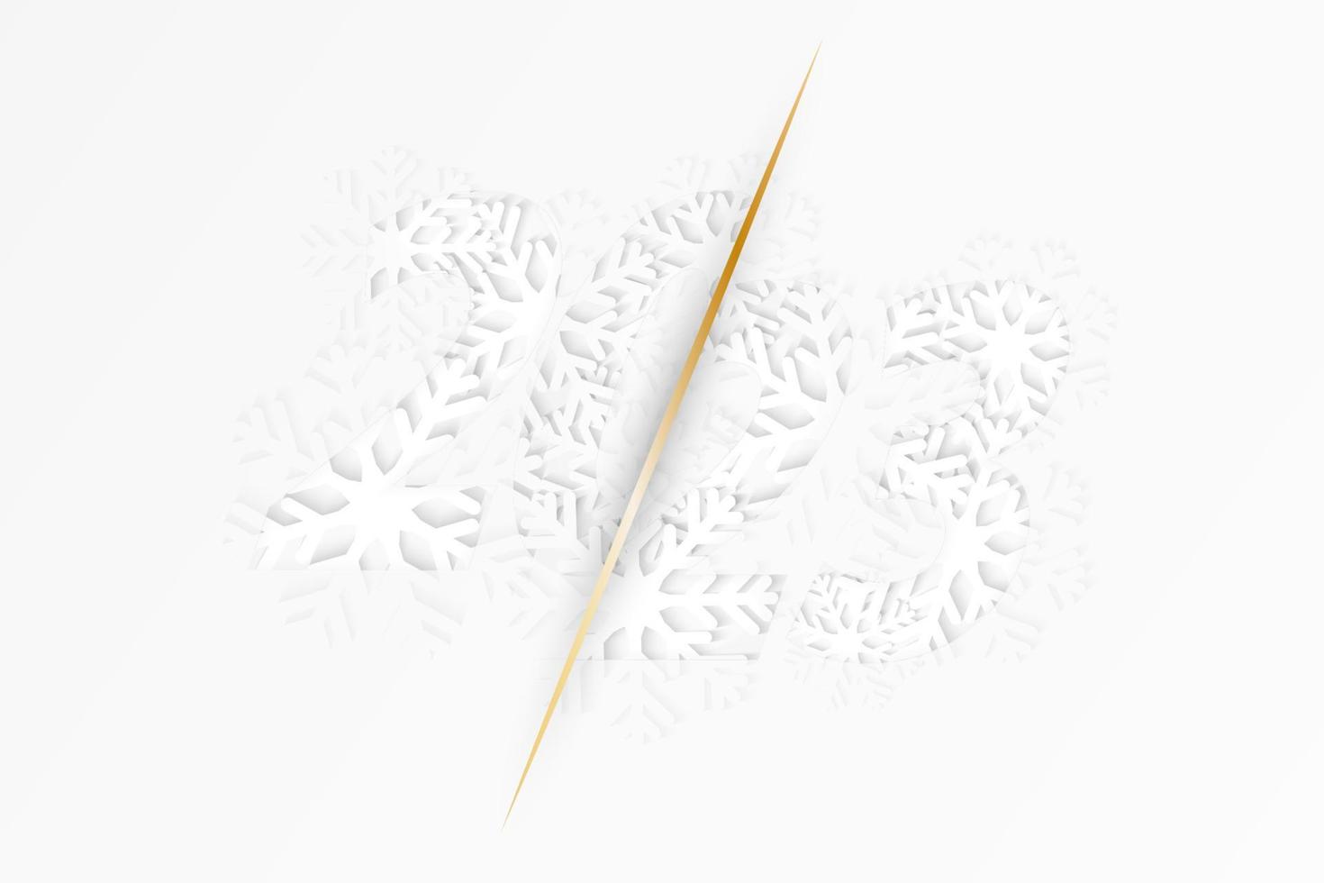 Year 2023 white abstract design with snowflakes for New Year design. vector