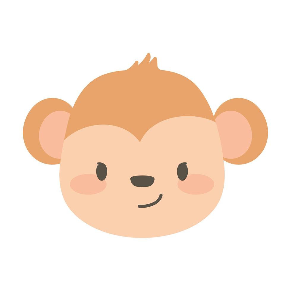 monkey face cute animal vector